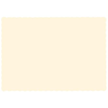 Hoffmaster 10" x 14" Scalloped Ecru Paper Placemats, PK1000 310522